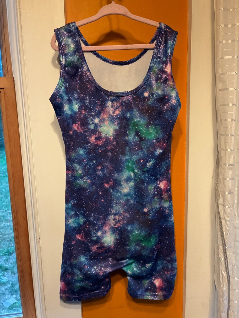 Galaxy Print Sleeveless Gymnastics/Athletic/Swim - suit